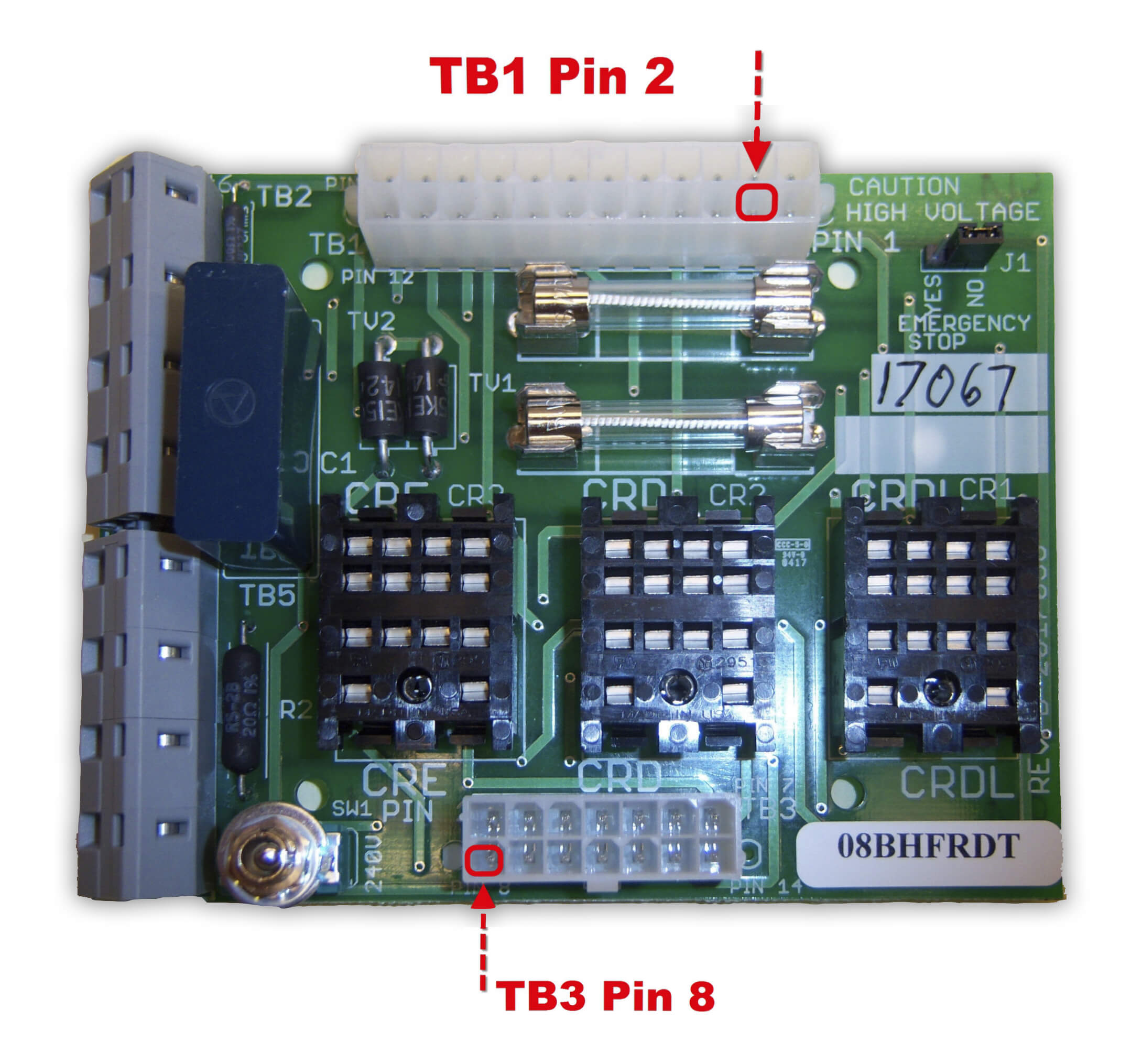 08BHFRDT Board with new pin assignments
